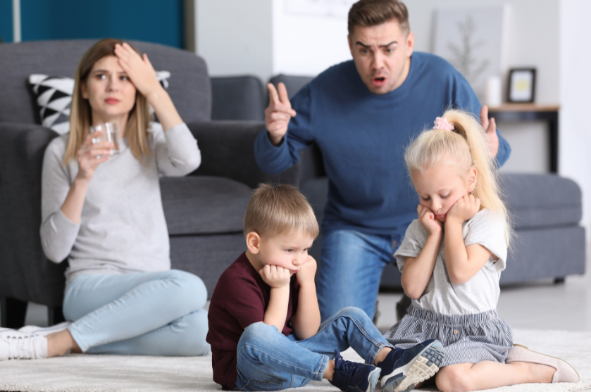 Picture of family stressed